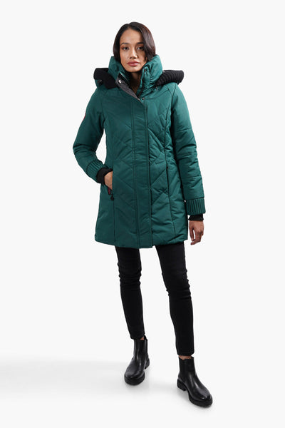 Canada Weather Gear Chevron Stitch Parka Jacket - Green - Womens Parka Jackets - Canada Weather Gear