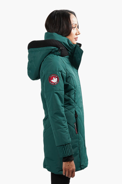 Canada Weather Gear Chevron Stitch Parka Jacket - Green - Womens Parka Jackets - Canada Weather Gear