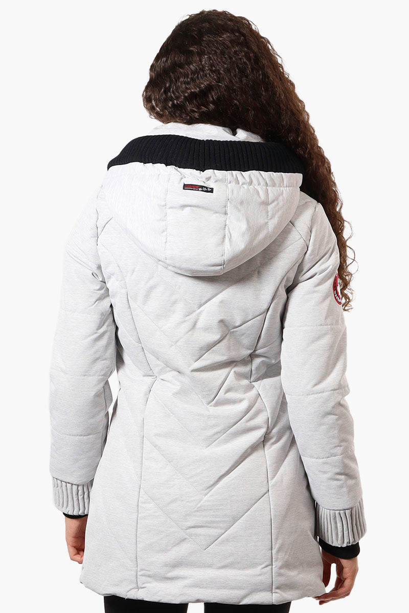 Canada Weather Gear Chevron Quilted Parka Jacket - White - Womens Parka Jackets - Canada Weather Gear