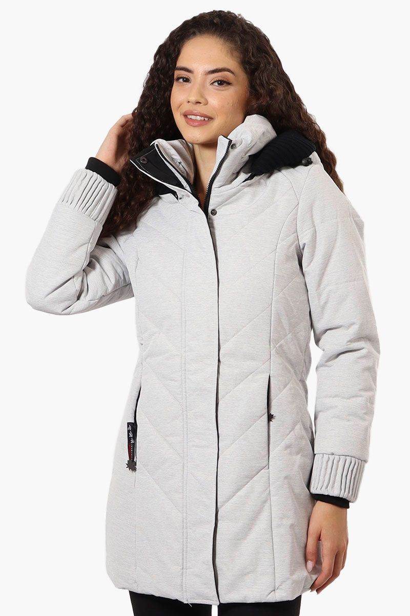 Canada Weather Gear Chevron Quilted Parka Jacket - White - Womens Parka Jackets - Canada Weather Gear