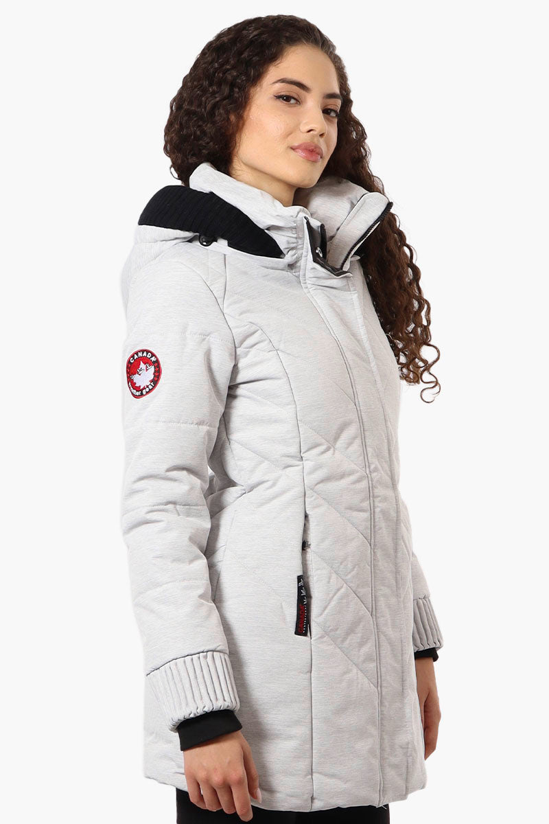 Canada Weather Gear Chevron Quilted Parka Jacket - White - Womens Parka Jackets - Canada Weather Gear