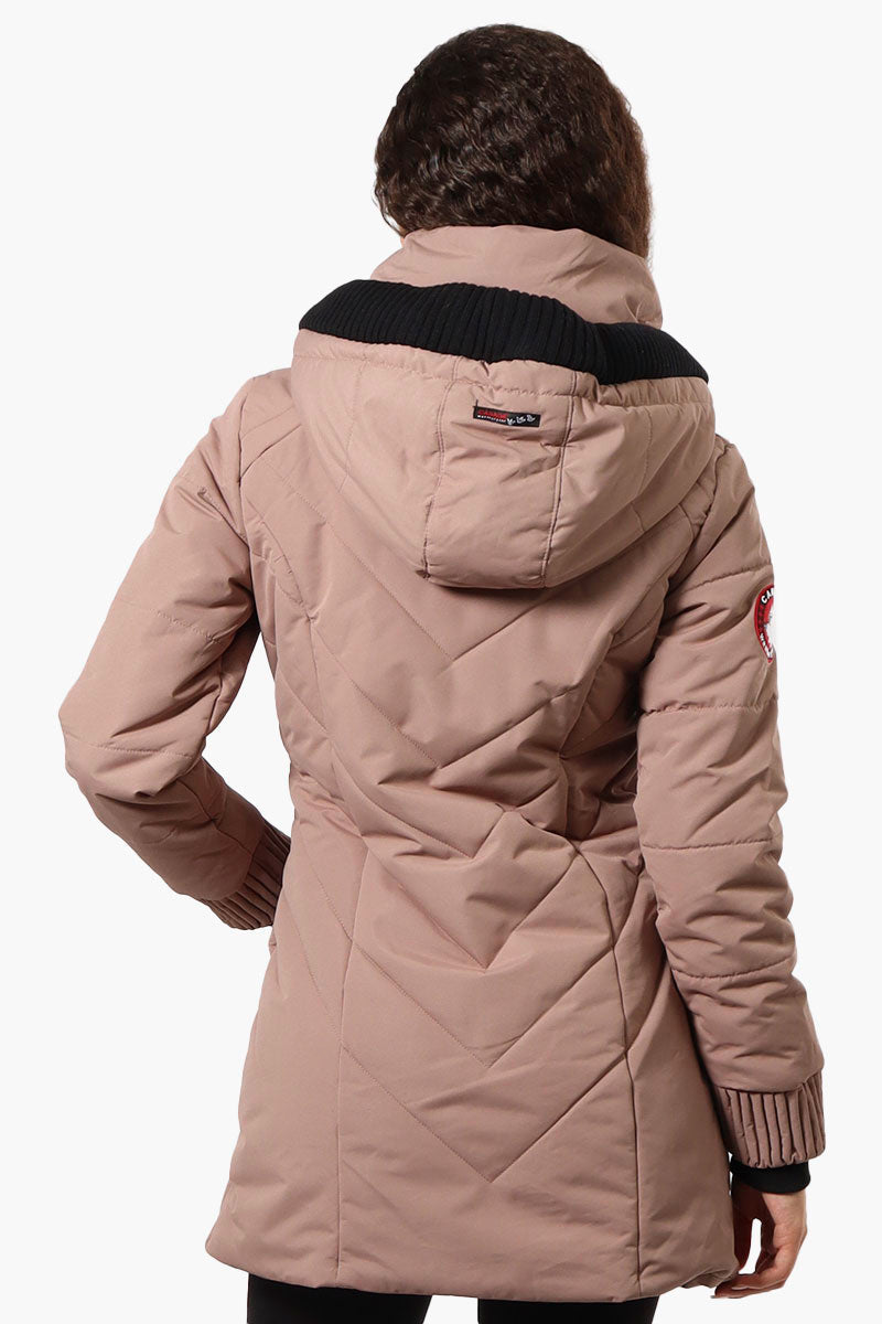 Canada Weather Gear Chevron Quilted Parka Jacket - Brown - Womens Parka Jackets - Canada Weather Gear