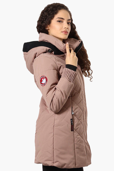 Canada Weather Gear Chevron Quilted Parka Jacket - Brown - Womens Parka Jackets - Canada Weather Gear