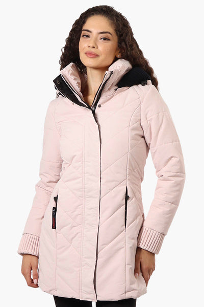 Canada Weather Gear Chevron Quilted Parka Jacket - Pink - Womens Parka Jackets - Canada Weather Gear