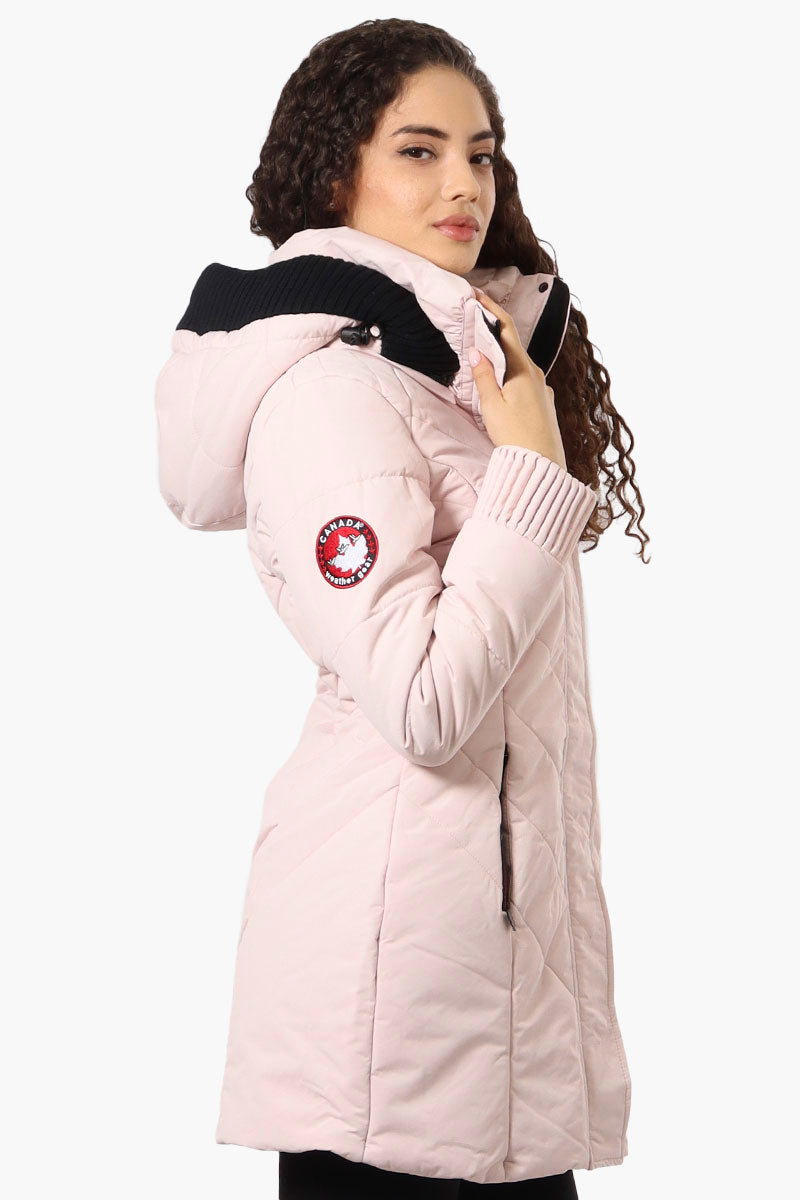 Canada Weather Gear Chevron Quilted Parka Jacket - Pink - Womens Parka Jackets - Canada Weather Gear