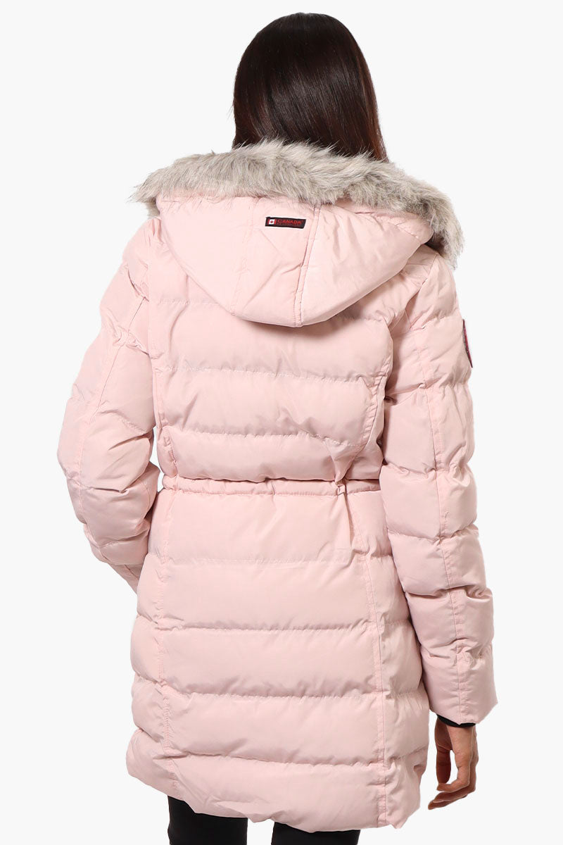 Canada Weather Gear Tie Waist Vegan Fur Hood Parka Jacket - Pink - Womens Parka Jackets - Canada Weather Gear