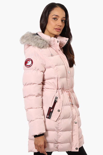 Canada Weather Gear Tie Waist Vegan Fur Hood Parka Jacket - Pink - Womens Parka Jackets - Canada Weather Gear