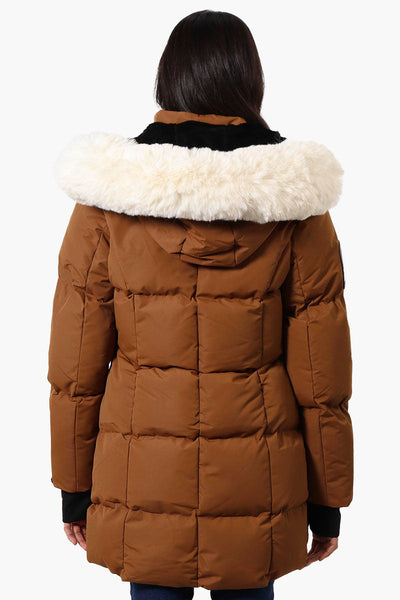 Super Triple Goose Faux Fur Thumb Hole Parka Jacket - Brown - Womens Parka Jackets - Canada Weather Gear