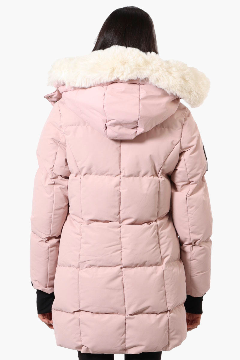 Super Triple Goose Faux Fur Thumb Hole Parka Jacket Pink