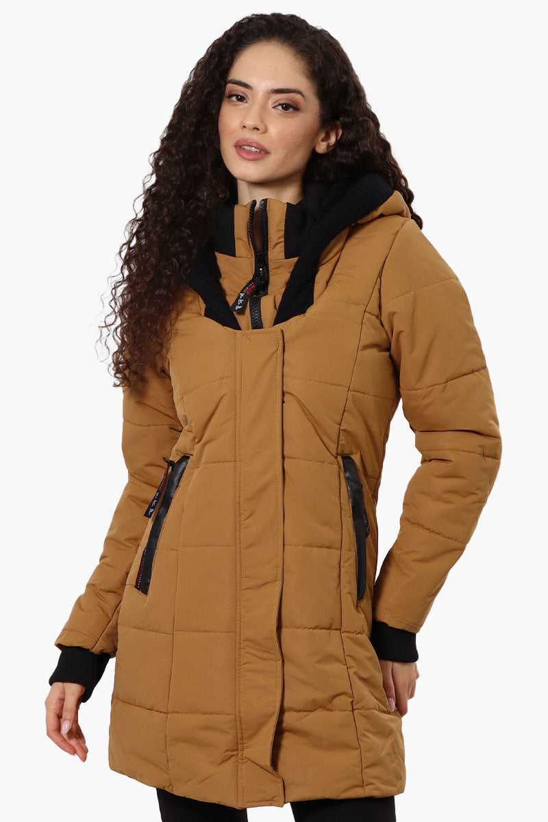 Canada Weather Gear Faux Fur Lined Hood Parka Jacket - Caramel - Womens Parka Jackets - Canada Weather Gear