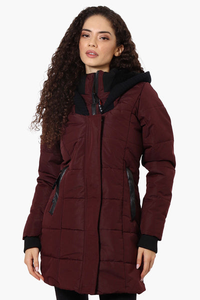 Canada Weather Gear Faux Fur Lined Hood Parka Jacket - Burgundy - Womens Parka Jackets - Canada Weather Gear