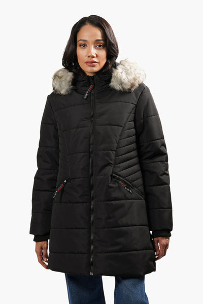 Canada Weather Gear Vegan Fur Puffer Parka Jacket - Black - Womens Parka Jackets - Canada Weather Gear
