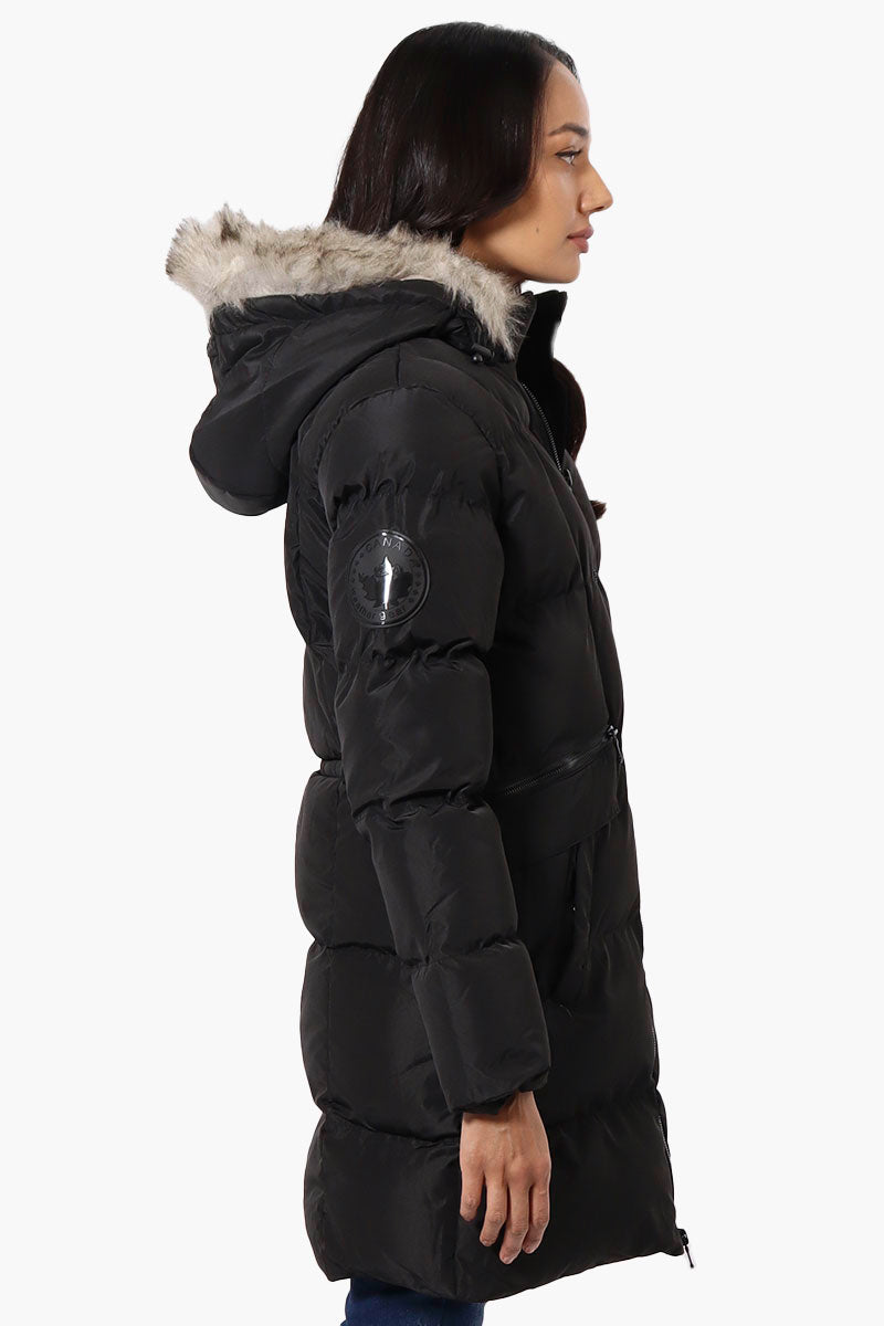 Canada Weather Gear 3/4 Length Puffer Parka Jacket - Black - Womens Parka Jackets - Canada Weather Gear