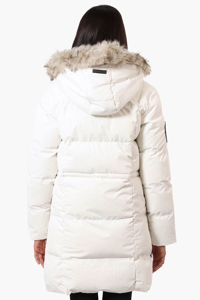 Canada Weather Gear 3/4 Length Puffer Parka Jacket - White - Womens Parka Jackets - Canada Weather Gear