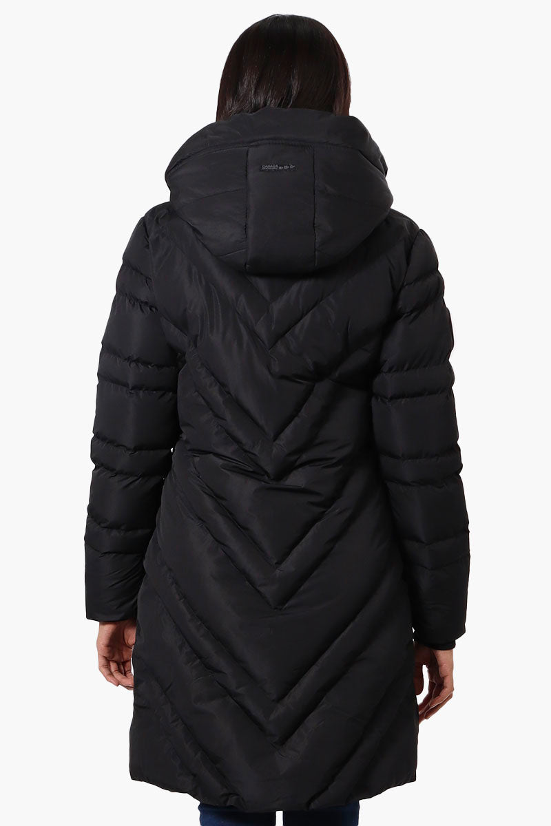 Canada Weather Gear Long Chevron Quilted Parka Jacket Black