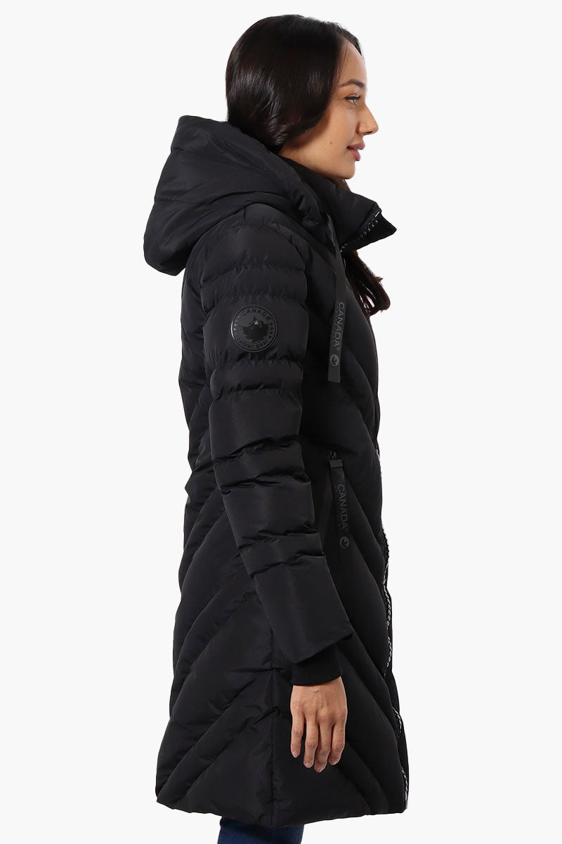 Canada Weather Gear Long Chevron Quilted Parka Jacket - Black - Womens Parka Jackets - Canada Weather Gear