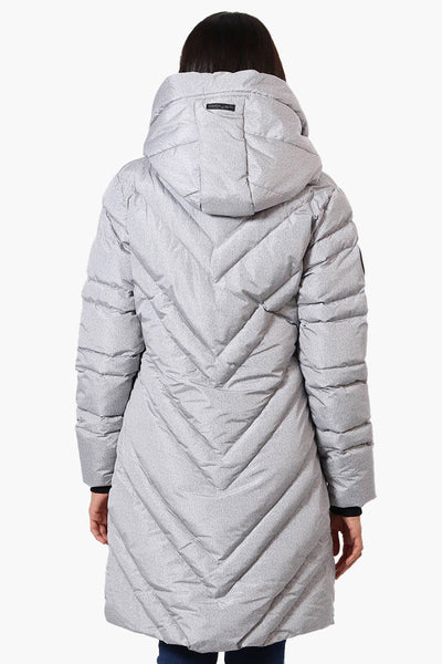 Canada Weather Gear Long Chevron Quilted Parka Jacket - Grey - Womens Parka Jackets - Canada Weather Gear