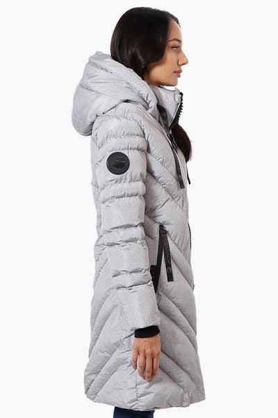 Canada Weather Gear Long Chevron Quilted Parka Jacket - Grey - Womens Parka Jackets - Canada Weather Gear