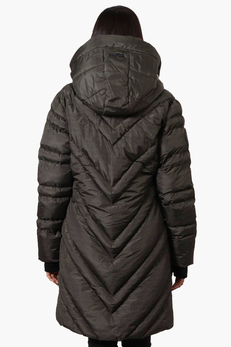 Canada Weather Gear Long Chevron Quilted Parka Jacket - Olive - Womens Parka Jackets - Canada Weather Gear