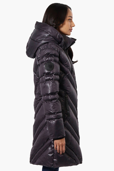 Canada Weather Gear Long Chevron Quilted Parka Jacket - Black - Womens Parka Jackets - Canada Weather Gear