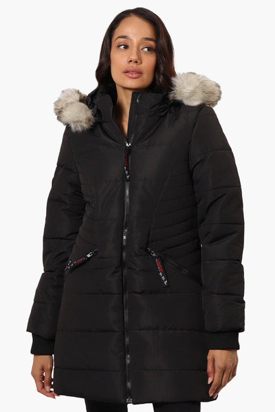 Canada Weather Gear Vegan Fur Hood Puffer Parka Jacket - Black - Womens Parka Jackets - Canada Weather Gear