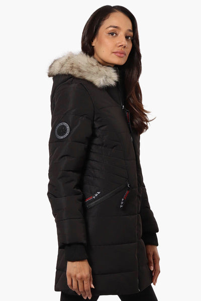 Canada Weather Gear Vegan Fur Hood Puffer Parka Jacket - Black - Womens Parka Jackets - Canada Weather Gear