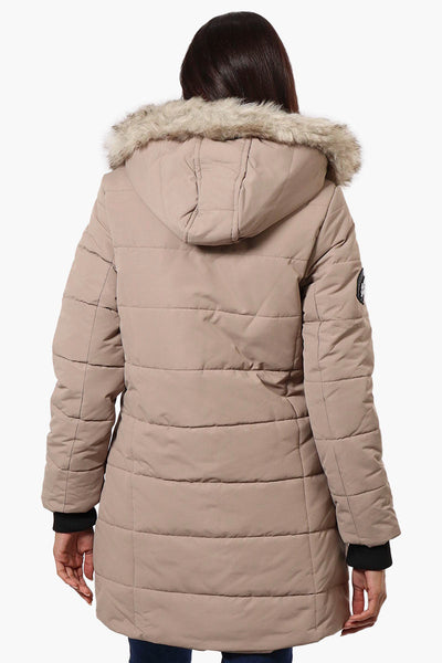 Canada Weather Gear Vegan Fur Hood Puffer Parka Jacket - Beige - Womens Parka Jackets - Canada Weather Gear