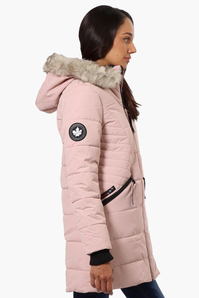 Canada Weather Gear Vegan Fur Hood Puffer Parka Jacket - Pink - Womens Parka Jackets - Canada Weather Gear