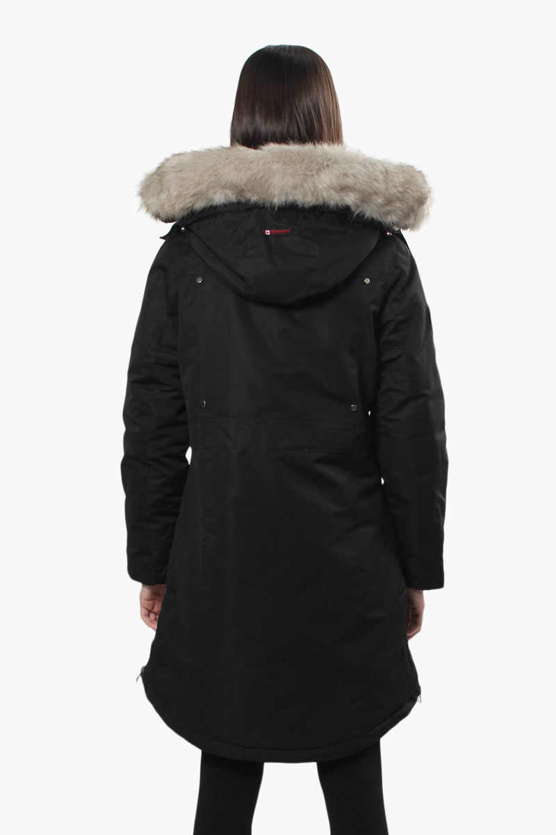 Canada Weather Gear Vegan Fur Hood Parka Jacket - Black - Womens Parka Jackets - Canada Weather Gear
