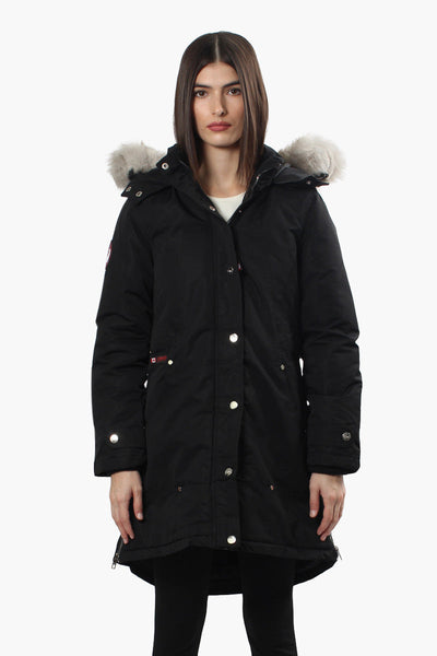 Canada Weather Gear Vegan Fur Hood Parka Jacket - Black - Womens Parka Jackets - Canada Weather Gear