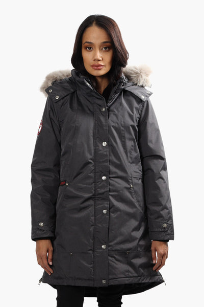 Canada Weather Gear Vegan Fur Hood Parka Jacket - Grey - Womens Parka Jackets - Canada Weather Gear