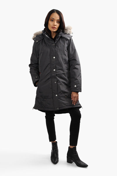 Canada Weather Gear Vegan Fur Hood Parka Jacket - Grey - Womens Parka Jackets - Canada Weather Gear