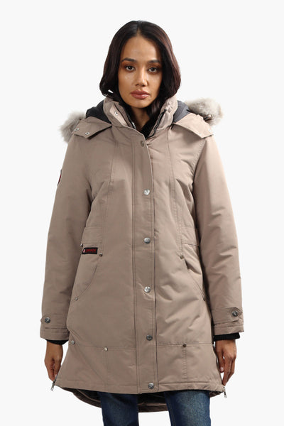 Canada Weather Gear Vegan Fur Hood Parka Jacket - Taupe - Womens Parka Jackets - Canada Weather Gear