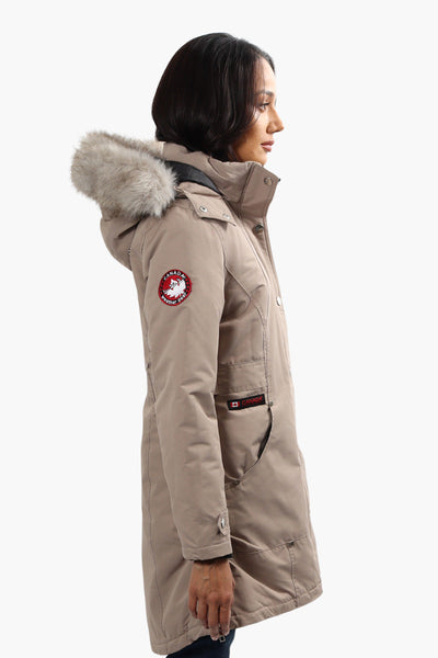 Canada Weather Gear Vegan Fur Hood Parka Jacket - Taupe - Womens Parka Jackets - Canada Weather Gear