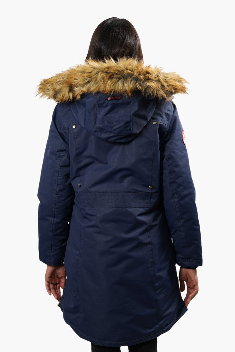 Canada Weather Gear Vegan Fur Hood Parka Jacket - Navy - Womens Parka Jackets - Canada Weather Gear