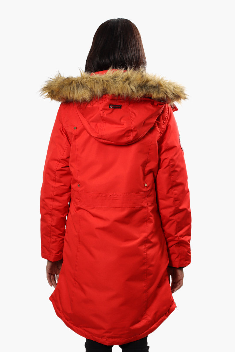 Canada Weather Gear Vegan Fur Hood Parka Jacket - Red - Womens Parka Jackets - Canada Weather Gear