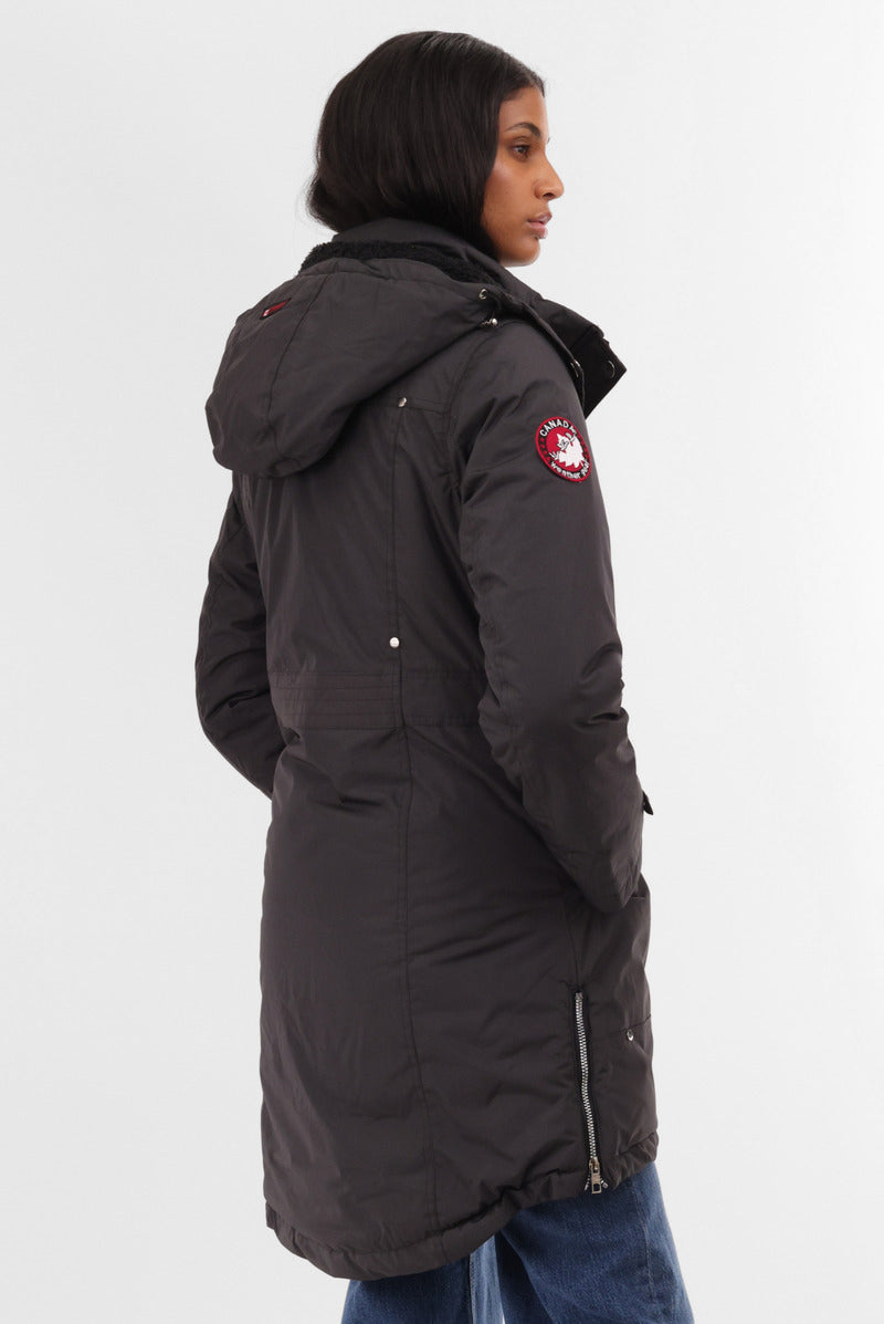 Canada Weather Gear Sherpa Lined Parka Jacket - Grey - Womens Parka Jackets - Canada Weather Gear
