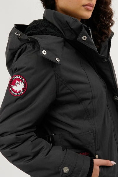 Canada Weather Gear Sherpa Lined Parka Jacket - Grey - Womens Parka Jackets - Canada Weather Gear