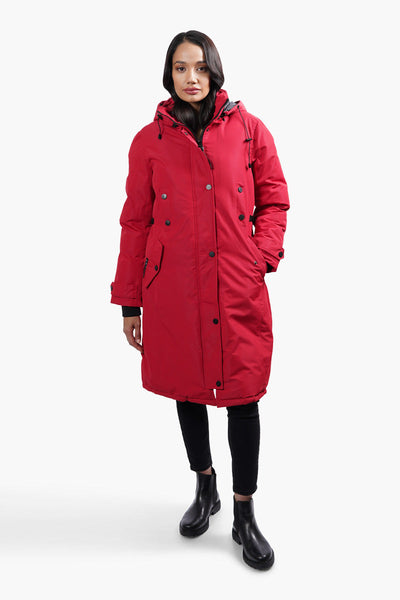 Canada Weather Gear Four Pocket Parka Jacket - Red - Womens Parka Jackets - Canada Weather Gear