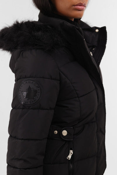 Canada Weather Gear Long Faux Fur Lined Parka Jacket - Black - Womens Parka Jackets - Canada Weather Gear