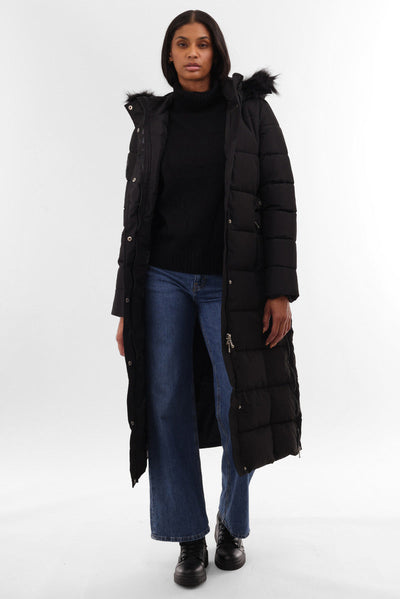 Canada Weather Gear Long Faux Fur Lined Parka Jacket - Black - Womens Parka Jackets - Canada Weather Gear