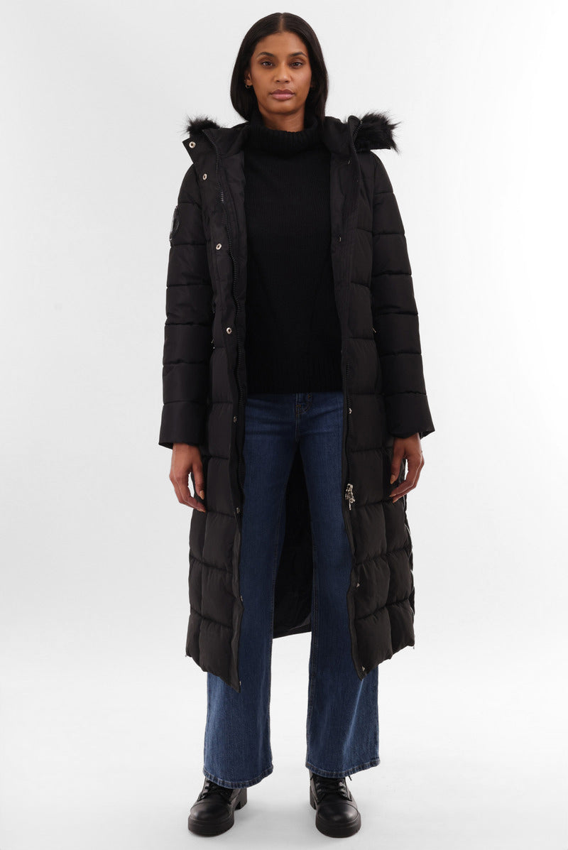 Canada Weather Gear Long Faux Fur Lined Parka Jacket - Black - Womens Parka Jackets - Canada Weather Gear