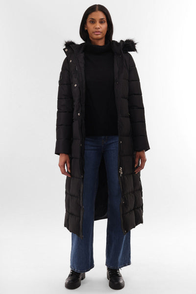 Canada Weather Gear Long Faux Fur Lined Parka Jacket - Black - Womens Parka Jackets - Canada Weather Gear