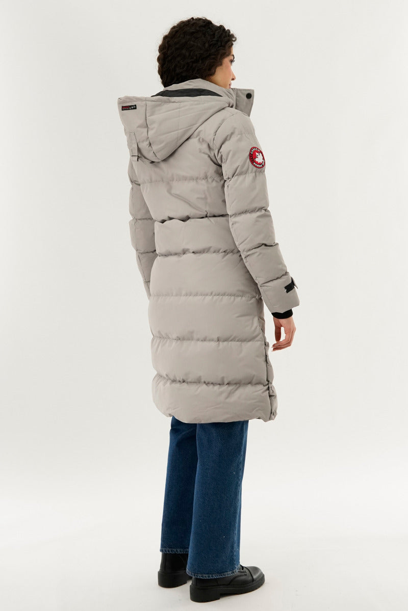 Canada Weather Gear Quilted Maxi Parka Jacket - Stone - Womens Parka Jackets - Canada Weather Gear