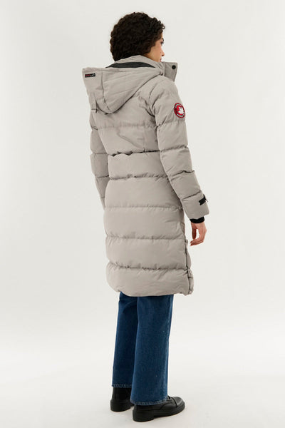Canada Weather Gear Quilted Maxi Parka Jacket - Stone - Womens Parka Jackets - Canada Weather Gear