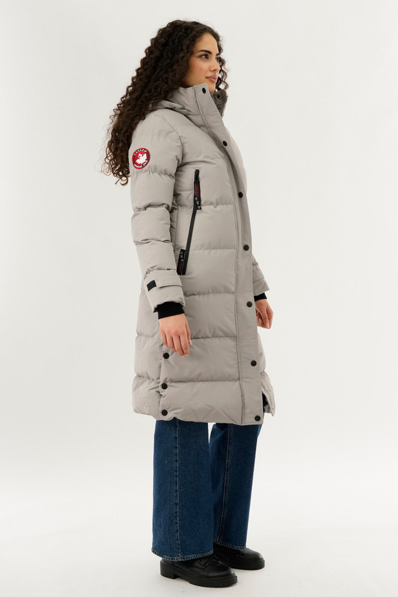 Canada Weather Gear Quilted Maxi Parka Jacket - Stone - Womens Parka Jackets - Canada Weather Gear