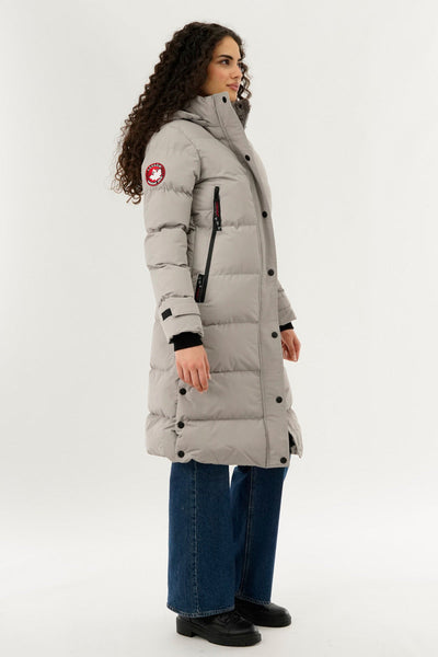 Canada Weather Gear Quilted Maxi Parka Jacket - Stone - Womens Parka Jackets - Canada Weather Gear