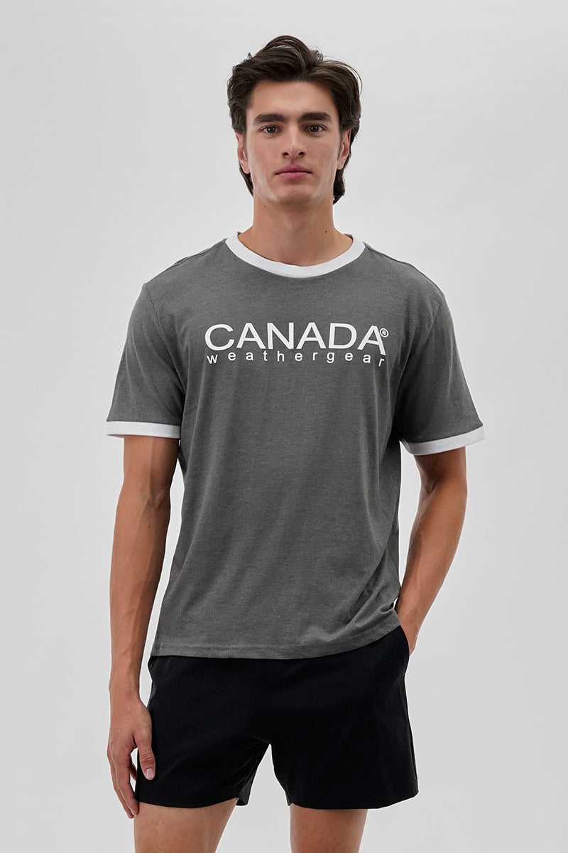 Canada Weather Gear Classic Ringer Tee - Grey - Mens Tees & Tank Tops - Canada Weather Gear
