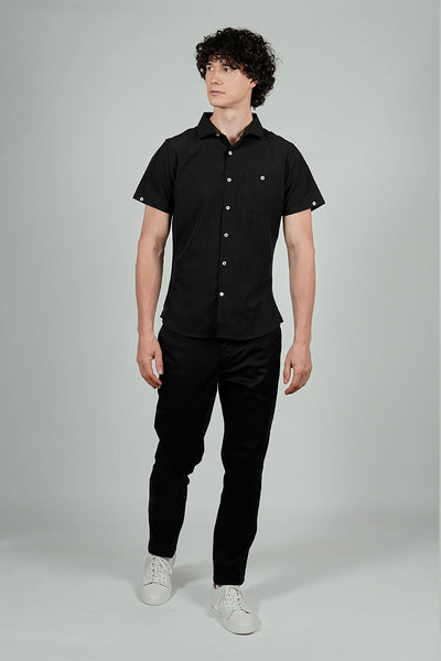 Canada Weather Gear Travel Collection Basic Button Up Casual Shirt - Black