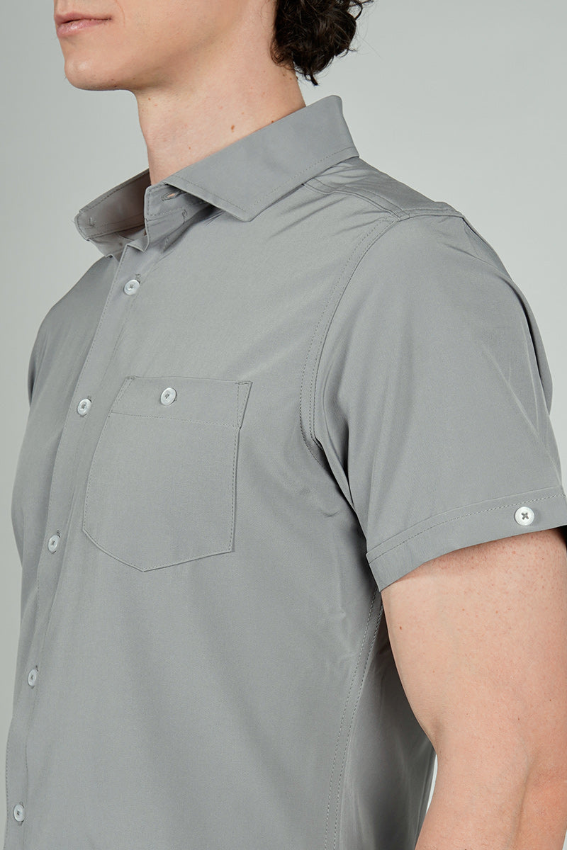 Canada Weather Gear Travel Collection Basic Button Up Casual Shirt - Grey